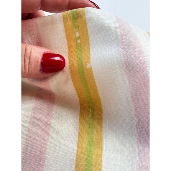 Vintage 70s pillowcase, striped pink yellow and white, single pillow sham - Picture 8 of 9